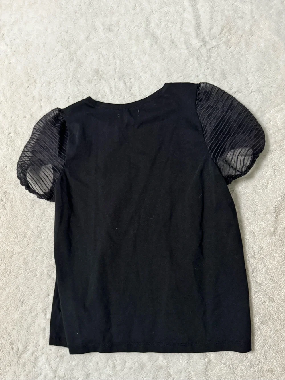 Madewell Black Puff Stripe Sheer Sleeve Top